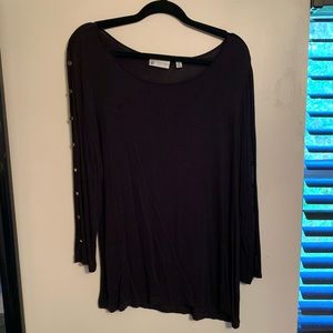 Black peek-a-boo Button long sleeve shirt